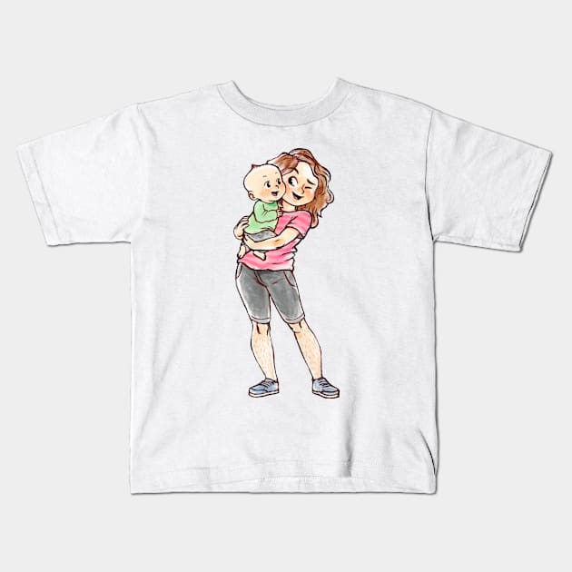 Mommy Joy Kids T-Shirt by ginaromoart